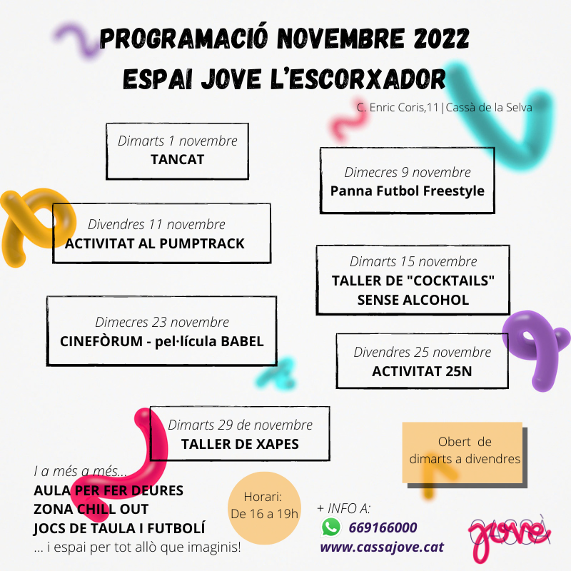 PROGRAMACIÓ ESCORXADOR NOVEMBRE 2022